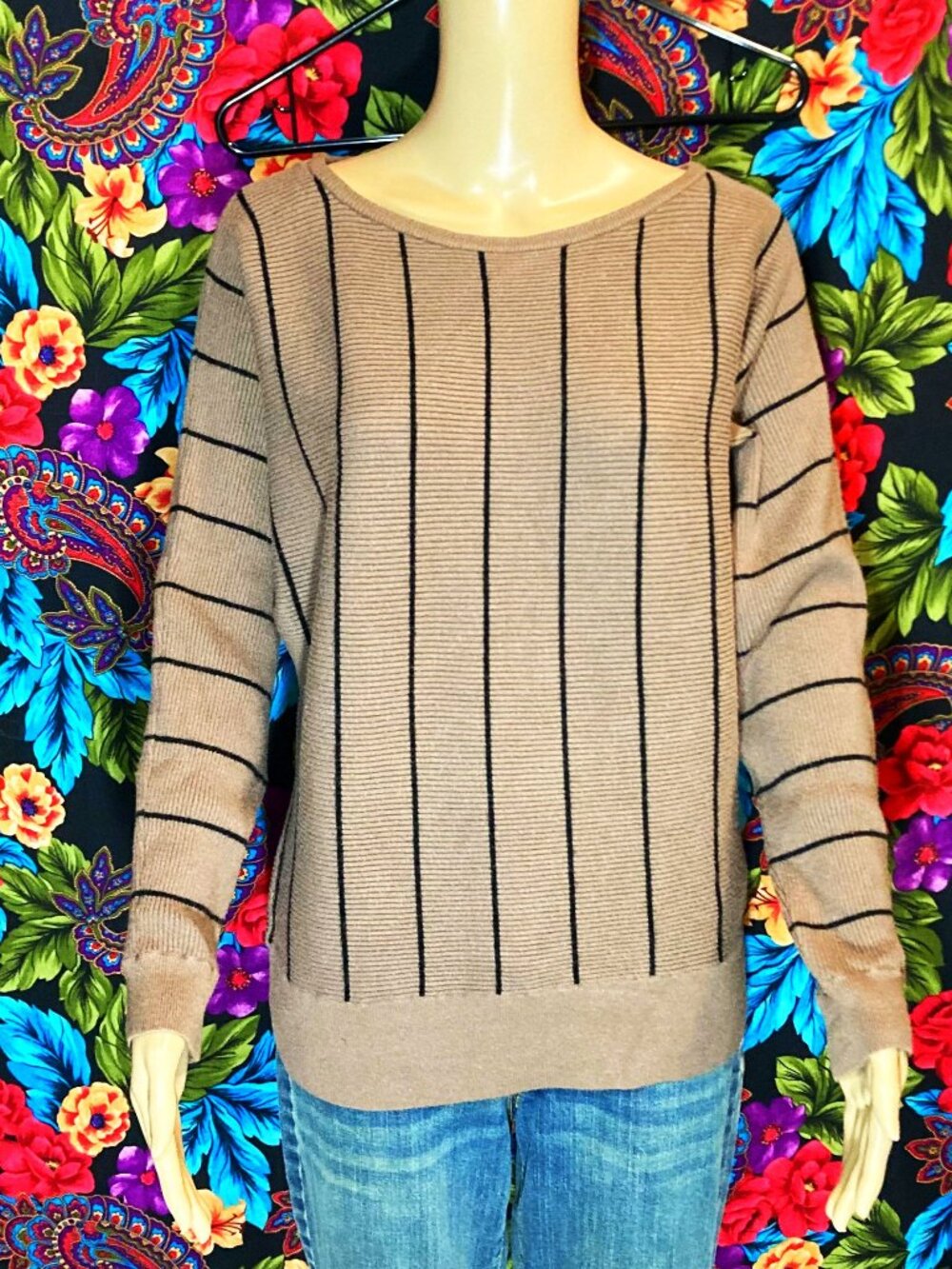 WOMEN'S GBG LOS ANGELES TOP LONG SLEEVE SWEATSHIRT PIN STRIPE